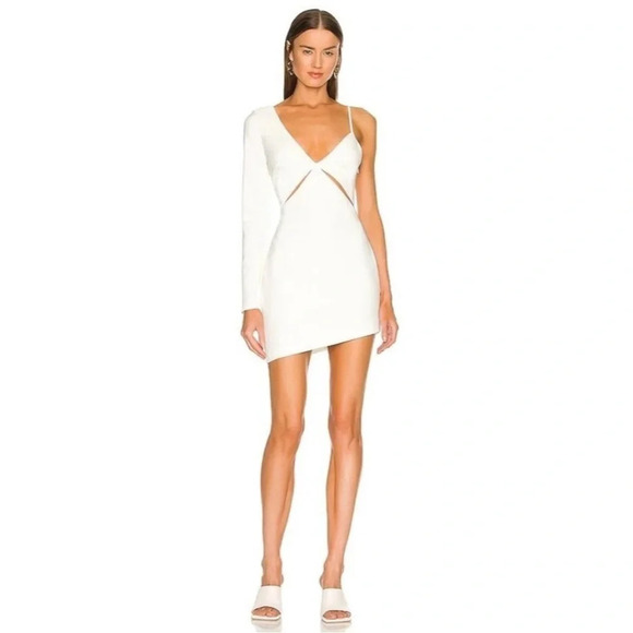 NBD Tobias Mini Dress in Ivory White Cutout One Sleeve Asymmetrical Size XS - Picture 1 of 12